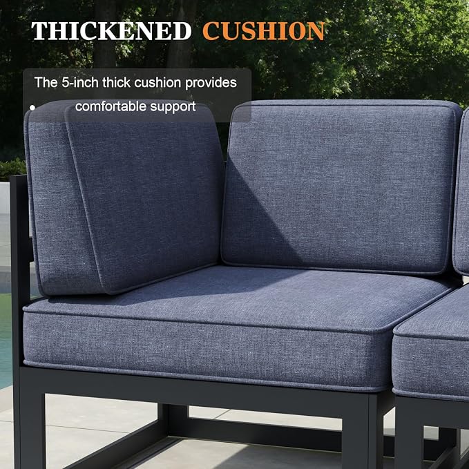 9 Pieces Aluminum Patio Furniture Set with Propane Gas 44" Fire Pit Table, Metal Outdoor Conversation Sofa Set with Seating Cushions
