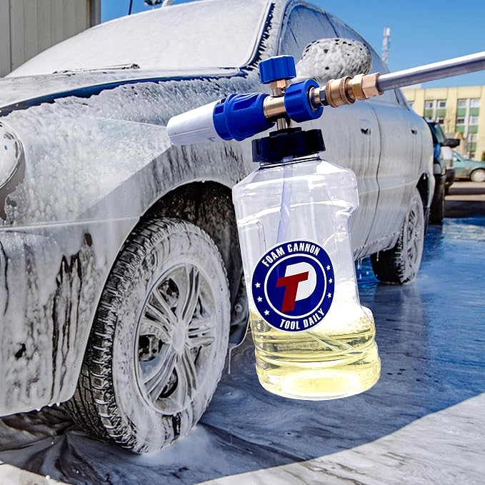 Tool Daily Foam Cannon for Pressure Washer, Adjustable Foam Blaster, Snow Foam Lance with M22 and 1/4 Inch Quick Connect, Additional Orifice Nozzle 1.1mm, 1.5 Liter