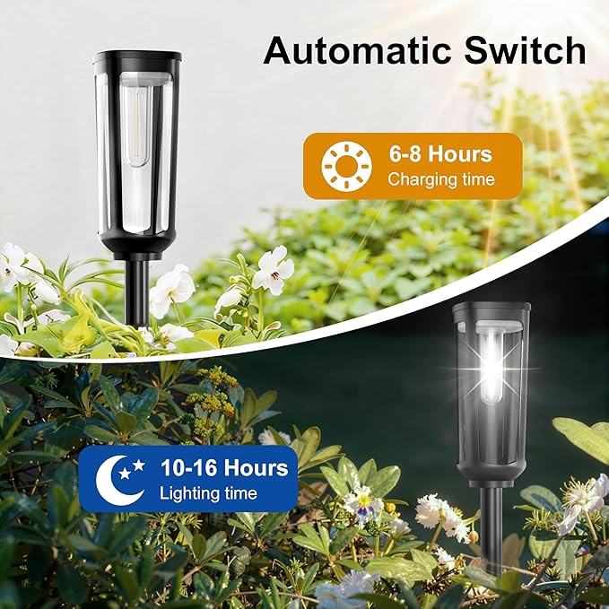 Solar Pathway Lights Outdoor,6 Pack Cool Garden Lights Solar Powered Waterproof IP65,Auto On/Off Outdoor Light for Lawn Patio Walkway Driveway Decor Landscape Lighting