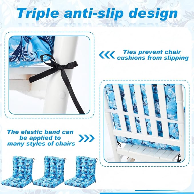 Hoteam 4 Set Outdoor Patio Chair Cushions 20 x 42 in Deep Seat Waterproof Patio Cushions Set for Furniture Replacement Removable Seat and Back (Paisley)
