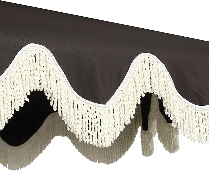 JONATHAN Y UMB1001 Collins 9 ft. Classic Cottage Tassel Market Patio Umbrella with Auto-Tilt, Crank, Wind Vent and UV Protection