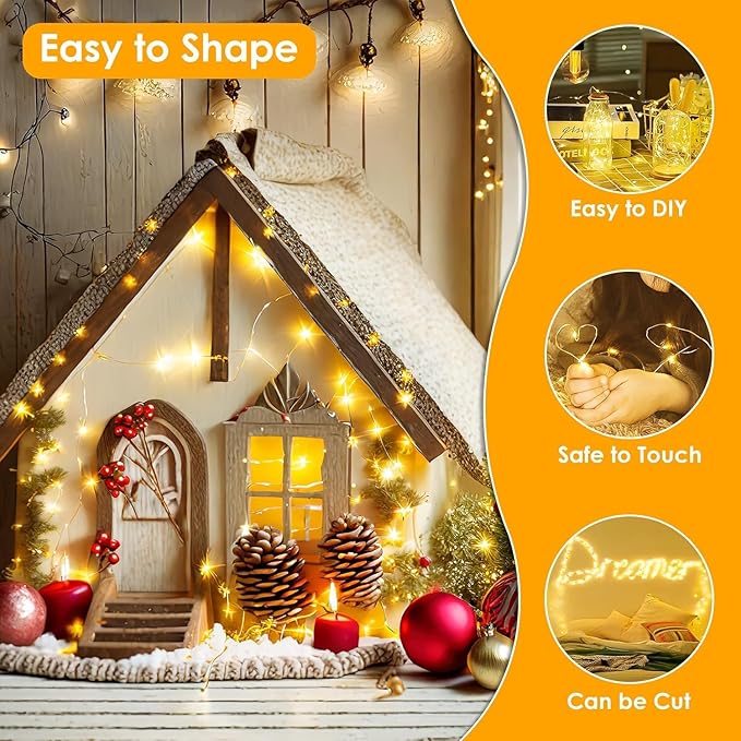 99FT 300 LED Fairy Lights Plug in, Extra-Long Twinkle Lights Warm White | 8 Modes Waterproof String Lights Outdoor Indoor, Memory, Timer, Copper Wire, Christmas Lights for Bedroom Garden Party Decor
