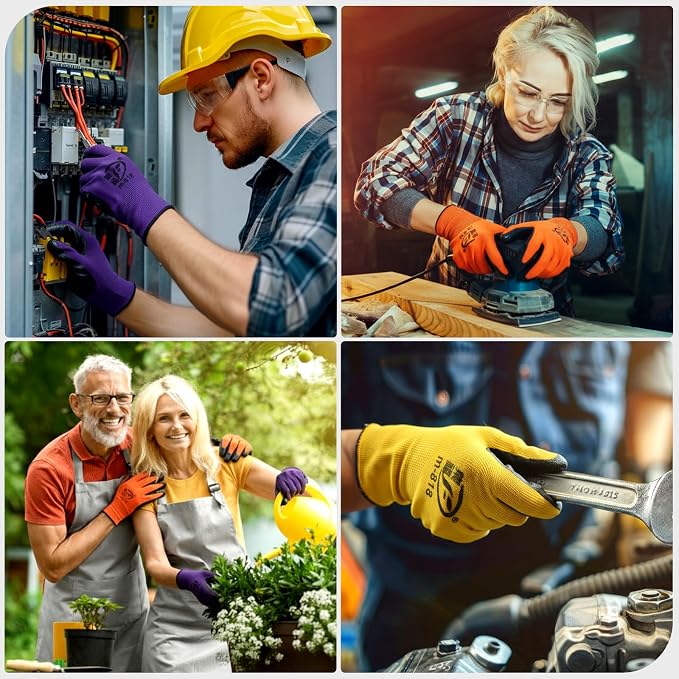 Gardening Gloves for Men Women Breathable Rubber Coated Working Gloves for Outdoor Gardening Yard Work