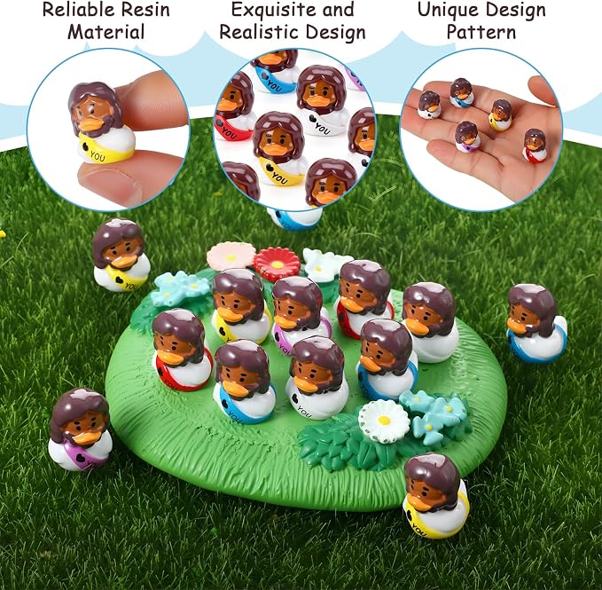 30 Pcs Mini Resin Jesus Ducks Black Jesus Figurines Tiny Resin Ducks for Religious Party Favors Sunday Christian Gifts, Black