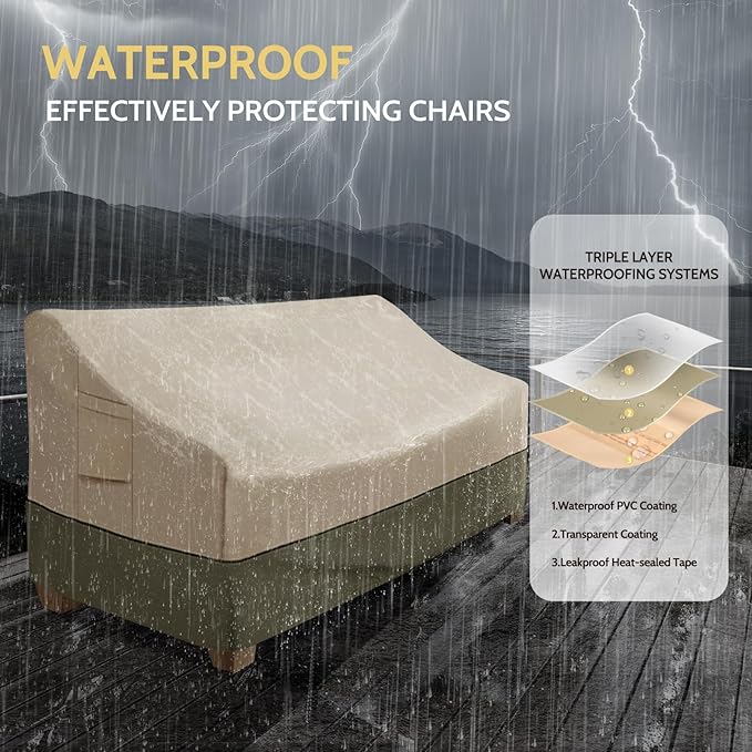 COSFLY Patio Furniture Covers Waterproof, Outdoor 3-Seater Sofa Cover Heavy Duty Fits up to 76W x 32.5D x 33H inches