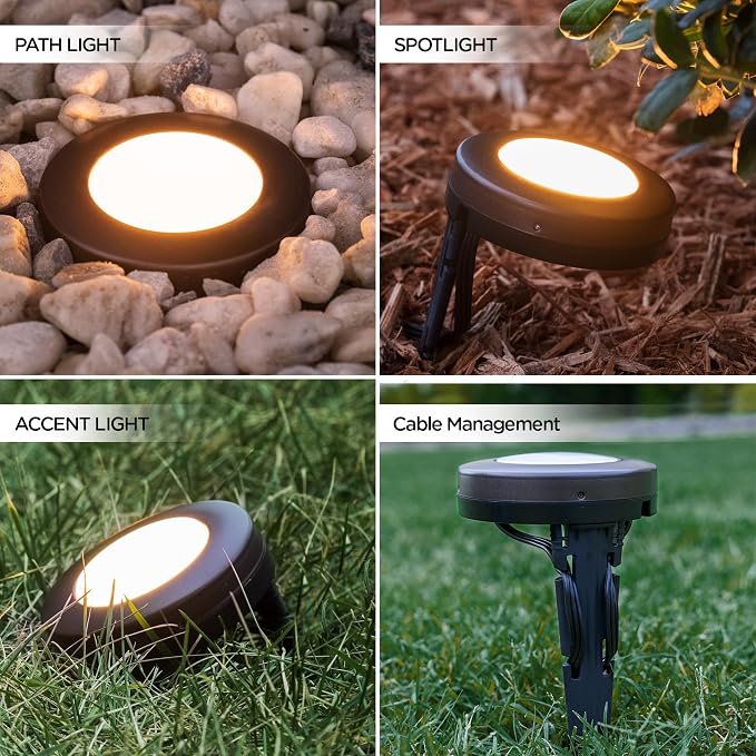 Enbrighten Landscape Lighting, 40ft, 6 Lights, Remote Control | Color Changing LEDs, Waterproof, Plastic Stakes, 8ft Spacing for Flexible Install, All-in-One Garden & Path Lighting Kit