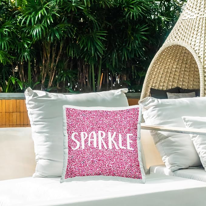 Stupell Industries | Sparkle Bold Pink Glitter Pattern, 18 x 18 | Outdoor Pillow, Made in USA - By Kim Allen