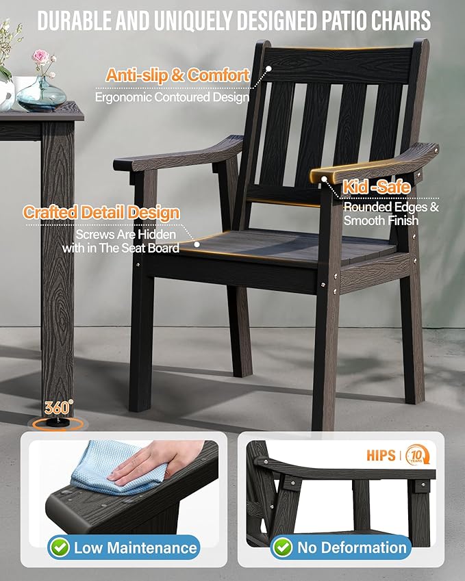YEFU Outdoor Patio Dining Sets: Outdoor Furniture 12 Piece Dining Table Set for 10 with Umbrella Hole & Aluminum Frame - All Weather Patio 2 Table and 10 Chairs for Outside Backyard/Porch/Deck Black