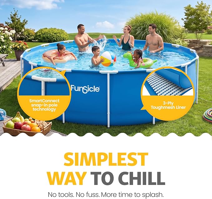 Funsicle Activity 15' x 48" Round Outdoor Above Ground Swimming Pool, Includes Repair Patch