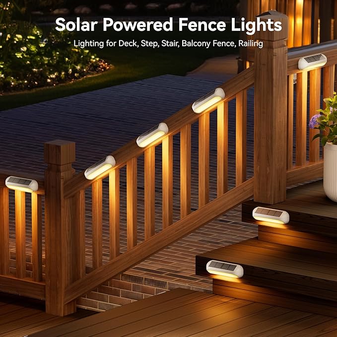 AHAORIGIN Outdoor Solar Lights for Outside, 10 Pack Bright Solar Fence Lights with Multi-Color Changing & Warm White Mode, Upgraded Solar Step Lights Outdoor Waterproof for Garden Deck Post Stair Wall