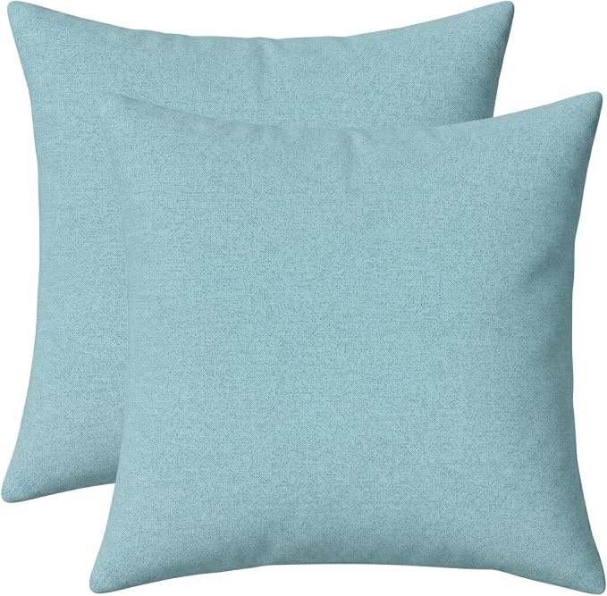 RSH DECOR: Sunbrella Square Throw Pillows Set of 2 | 17" x 17" | Water and Fade-Resistant Performance Fabric | Outdoor Pillow Covers with Down-Alternative Inserts | Made in USA (Cast Mineral)