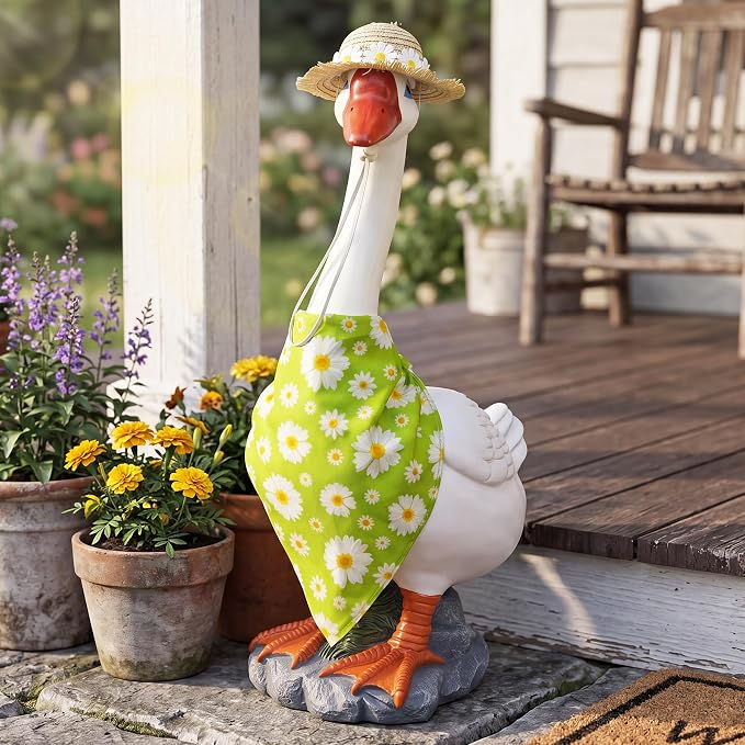 20Inch Resin Porch Goose Statue-Large Porch Goose Statue Decor for Lawn,Yard,Garden.Duck Decor,Indoor and Outdoor-Farmhouse Style Animal Sculpture