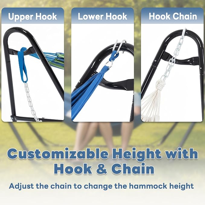 DUMOS Universal Double Hammock Stand Only, Heavy Duty Hammock Stands for 2 Person, Steel Stand for Indoor and Outside Garden Backyard Patio Pool Beach