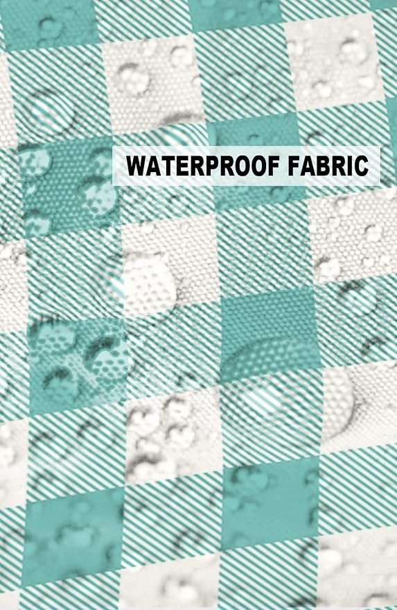 Outdoor Waterproof Throw Pillow Covers Set of 2 Teal Green White Check Plaid Lumbar Pillowcases 20x12 Inches Farmhouse Style Patio Decorative Pillows Cushion Case Patio Pillows for Couch Bed Garden