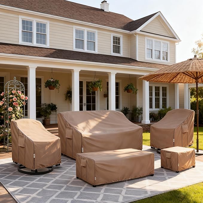 Outdoor Coffee Table Cover,600D Waterproof Patio Rectangular Side Table Covers,36" W x 24" D x 16" H,Outdoor Table Covers Waterproof Rectangle(Brown)