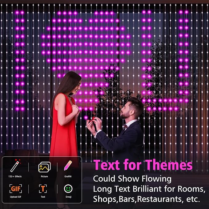 Smart Curtain Lights 800 LED Curtain String Lights with App Remote | 20Ft x 10Ft Color Changing Window Fairy Light Music Sync Dynamic DIY for Indoor Outdoor Backdrop Wall Decor