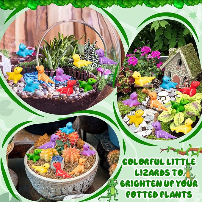 100PCS Mini Resin Lizards Colorful Tiny Lizard Bulk for Micro Garden | Lizard Figurines for Dollhouses, Cute Mini Resin Lizards Bulk, DIY Micro Moss Landscape, Potted Plants Hidden Games