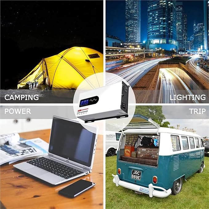 Power Inverter Pure Sine Wave 7000W/8000W/9000W/10000W/12000W/15000W/20000W Peak DC12V/24V/48V/60V/72V to AC 110V/230V 240V Car Converter with Voltage Display & AC outlets(12000W,12Vto220V)