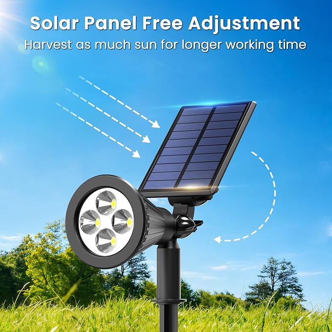 JEJOT 8 Pack Solar Lights Outdoor Waterproof,Cool White Light,2 Lighting Modes,Solar Powered Spotlights for Yard Garden Solar Spot Lights for Flag Landscape Auto On/Off