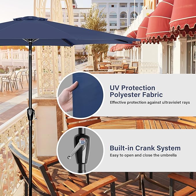 Simple Deluxe 9ft Outdoor Market Table Patio Umbrella with Button Tilt