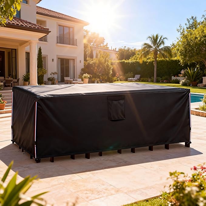 Patio Furniture Covers Waterproof,Heavy Duty Outdoor Furniture Covers, Rectangle Patio Table Cover Fits 5-8Piece Sectional Set Outdoor Chair Couch Table Sets (111"L x 74"W x 28"H)