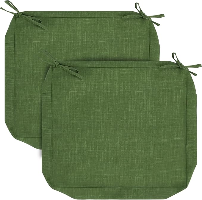 FUNHOME 2 Pack Outdoor Cushion Covers 24"x24"x4", No Insert! Water-Resistant Patio Cushion Covers with Zipper, Replacement Cover Only (Moss Green)
