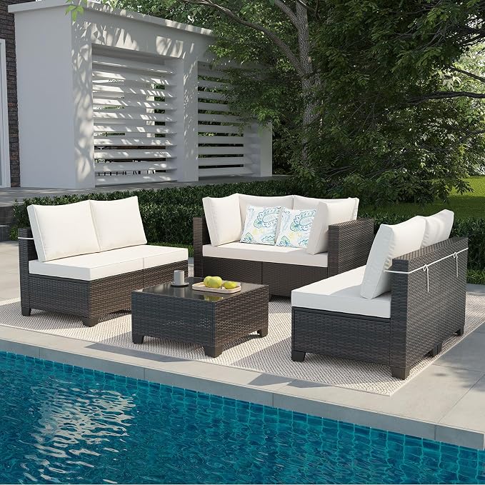 Outdoor Wicker Patio Furniture Set - 7 Piece