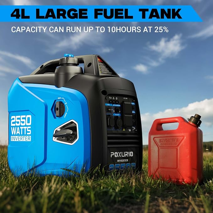 2550-Watt Portable Inverter Generator for Home Use, 1.06Gallon Large Fuel Tank Up to 10 Hours Use, 120V Gas Powered Generator Super Quiet - EPA Compliant-Blue
