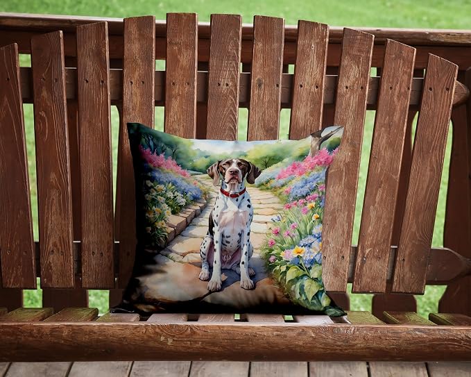 Caroline's Treasures Pointer Spring Path Throw Pillow Machine Washable, Indoor Outdoor Decorative Pillow for Couch, Bed or Patio, 14Hx14W