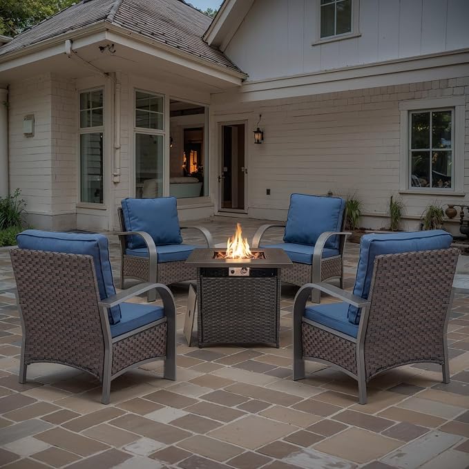Belord Wicker Patio Chairs Set of 2-300LBS Weight Capacity Oversize Outdoor Patio Chairs with High Backrest Metal Curved Armrest, All Weather PE Rattan Outdoor Seating for Porch Deck Backyard