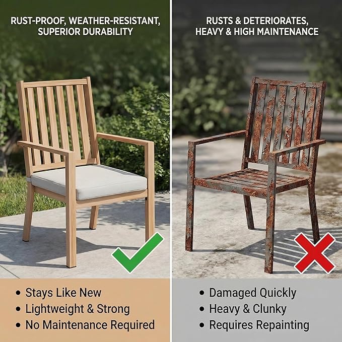 RoyalCraft Aluminum Outdoor Patio Chairs Set of 4, Outdoor Chairs with Waterproof Cushions, Outdoor Dining Chairs with Armrests, Metal Patio Furniture Set for Porch, Balcony, Deck, Backyard, Brown