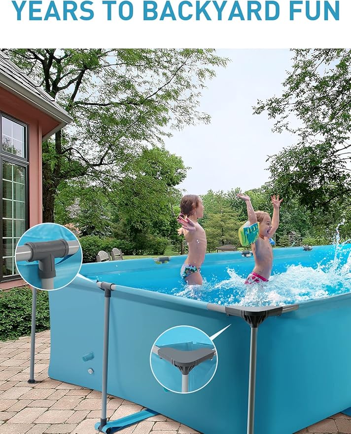 Above Ground Pool 15FT x 7FT Rectangle Swimming Pool with 1765 Gal Capacity, Easy Set Up, Outdoor Backyard Pools for Family, Adults