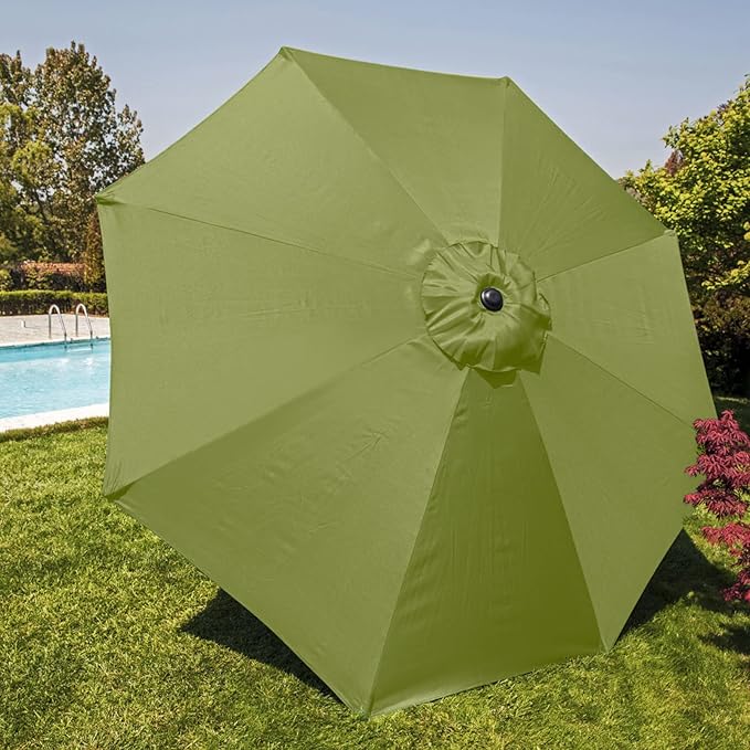 belupai 10ft Patio Umbrella Replacement Canopy, 6 Ribs Canopy Replacement Water Resistant Patio Canopy Outdoor Table Market Yard Umbrella Top Outdoor Umbrella Canopy 56-58in Ribs (Canopy Only)(Green, 6 Ribts)