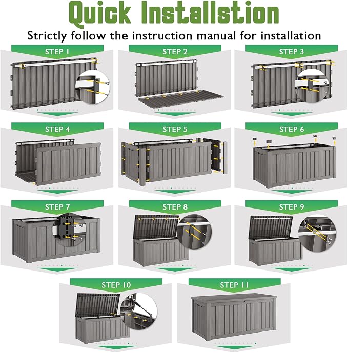 Outdoor Storage Box, 150 Gallon Deck Box with Lockable Lid, Waterproof Resin Storage Bin for Cushions, Garden Tools, Patio Furniture, Grey