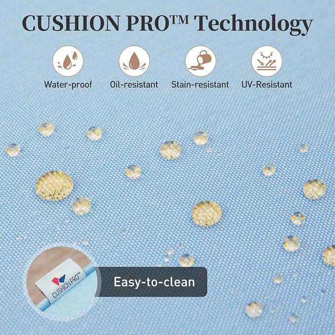 SUNSHINE VALLEY 7 Piece Metal Outdoor Patio Furniture Set, Patio Conversation Sets 1 3-seater Sofa, 2 Fixed Chairs, 2 Swivel Chairs, 2 Ottomans with 5.75" Thick Cushion, Black Backyard Furniture, Blue