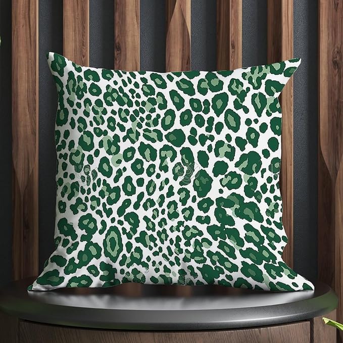 Leopard Graphite Green Dot Pillowcase Green African Tribal Throw Pillow Cover Modern Outdoor Waterproof Decorative Pillow Cover for Patio Garden Sofa Chairs 24x24 in