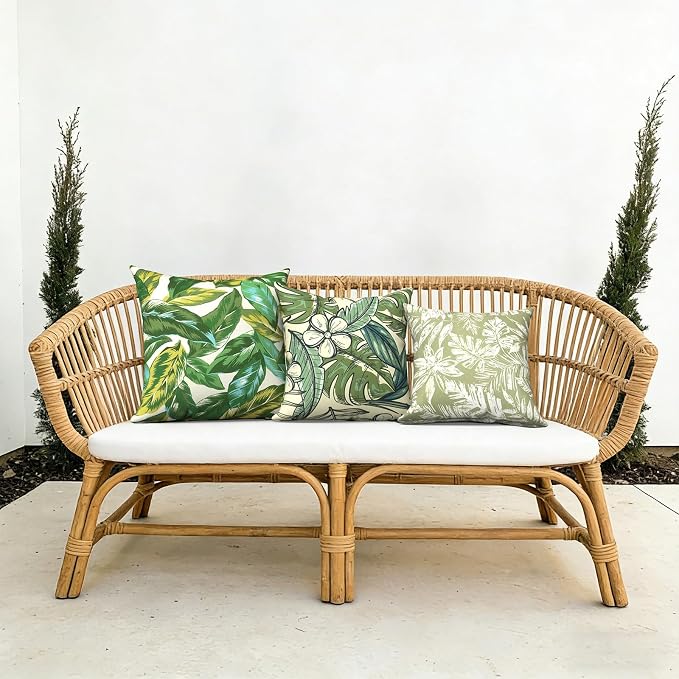 Outdoor Throw Pillow Covers 18x18 Inch, Decorative Pillow Covers for Patio Furniture, Tropical Paradise Modern Cushion Cases for Garden Couch Home Sofa, Pack of 2