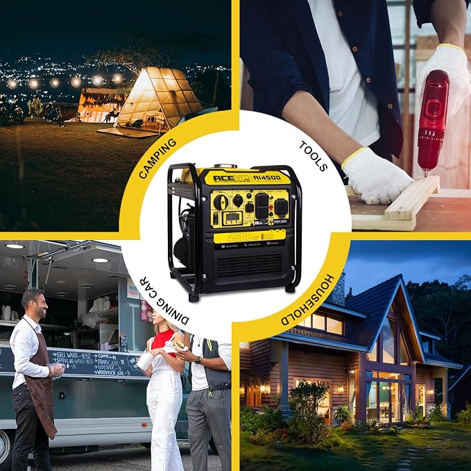 Aceup Energy 4500 Watt Inverter Generator 223CC, Gas Powered Generator for Home Use, Camping, EPA Compliant
