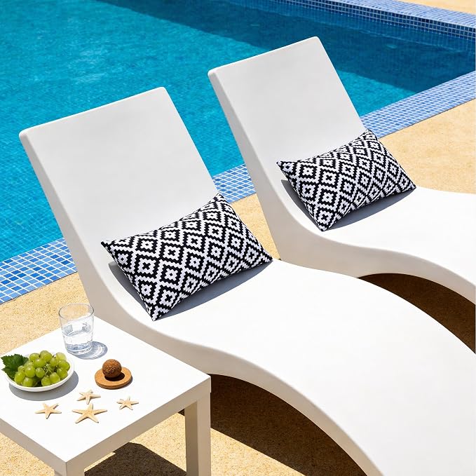 Geometric Outdoor Waterproof Pillow Covers 12x20 Inch Set of 2 | Black and White Modern Geometric Throw Pillows Cover, Decorative Cushion Covers for Summer Patio Garden Porch Sofa