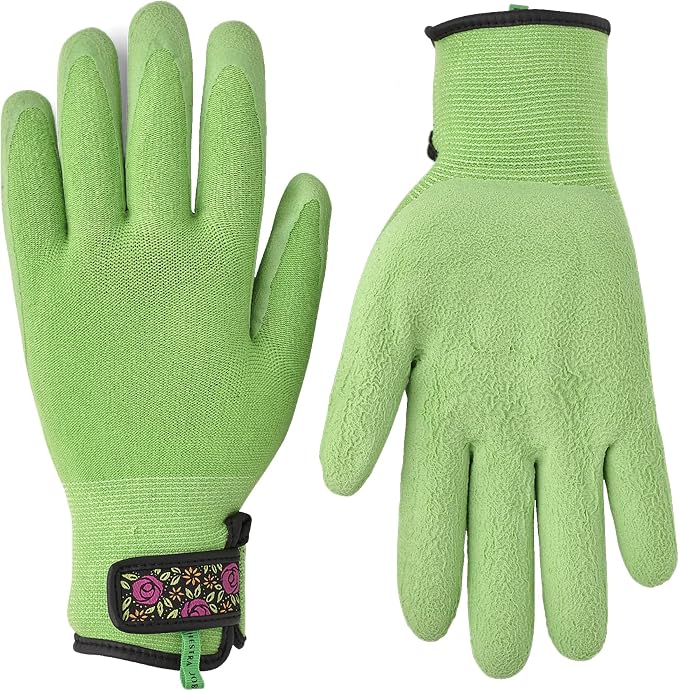 Hestra Job Garden Latex Protective Gardening Gloves | Close-Fitting Sustainable Yarn Gloves for Planting, Weeding and Gardening - Light Green - 8