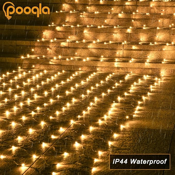 Warm White Net Lights, 15x 5ft Christmas Lights Outdoor Clear Wire | 300 LED Large Net Mesh Lights Plug in, 8 Modes Waterproof Connectable Bushes Lights for Christmas Hedge Yard Decor
