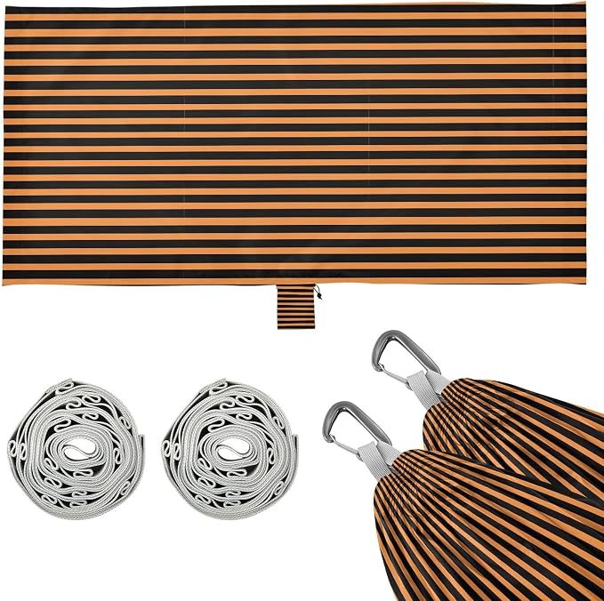 Camping Hammock Outdoor Hammocks for Outside Orange Black Stripe Beach Trees Portable Lightweight with Pockets Tree Straps Indoor