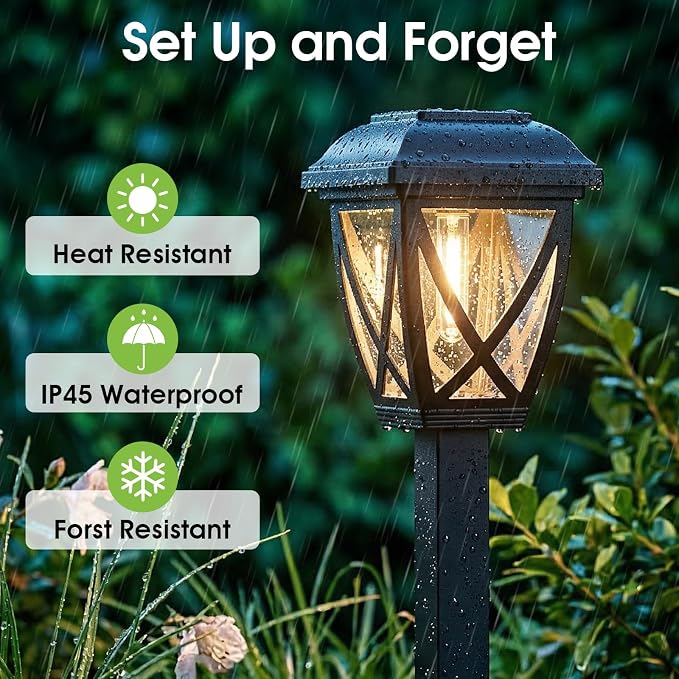 Solar Pathway Lights Outdoor 10 Pack, Warm White | Auto On/Off Waterproof Energy Saving LED Landscape Outside Lights for Garden Yard, Walkway, Driveway Decor