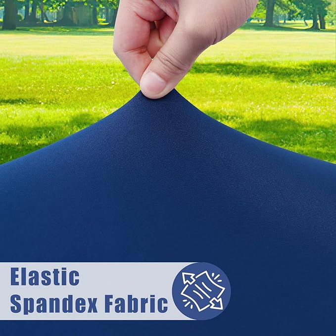 Moosfor Spandex 5 Foot Rectangle Table Cloth 2 Pack, Elastic Fitted Tablecloths for Picnic, Stretch Washable Patio Table Cover for Outdoor, Camping, Banquet and Parties (Navy, 36"x60")
