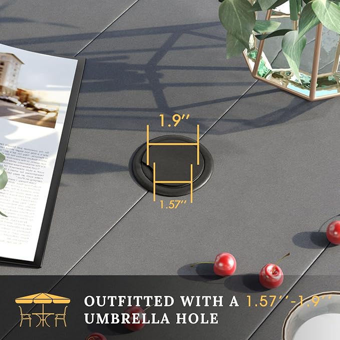 VICLLAX Patio Dining Set for 4, All Weather 5-Piece Patio Set-40.2" Square Outdoor Table and 4 Stackable Chairs for Lawn Garden and Backyard,Grey Tabletop