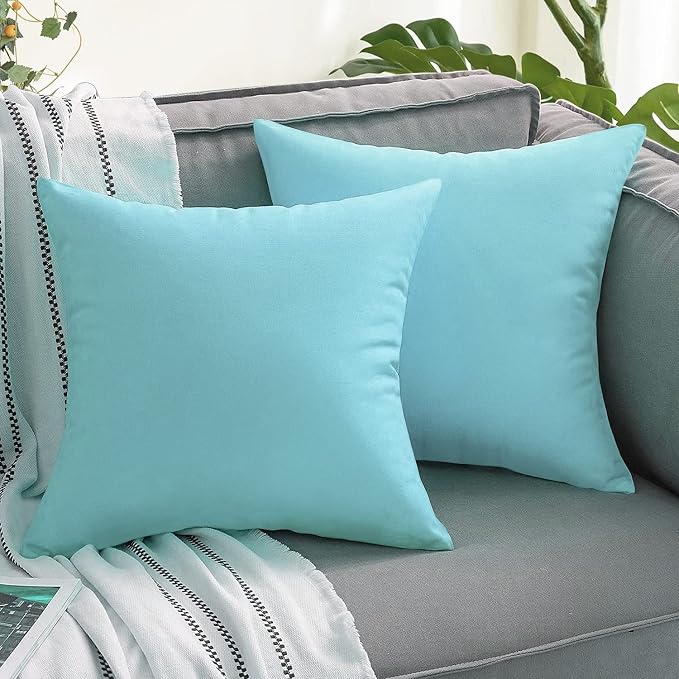 VAKADO Outdoor Waterproof Throw Pillow Covers 26X26 Set of 2 Decorative Aqua Patio Furniture Turquoise Cushion Cases Outside Decor for Couch Garden Bench Porch