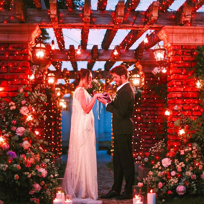 100FT 300 LED Christmas Lights Outdoor, Christmas Tree Lights, Red | Plug in 8 Modes Waterproof Connectable String Lights for Outside Patio Yard Halloween Holiday Decorations