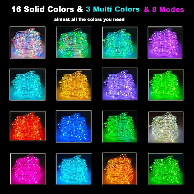 Vigdur 66FT Solar Rope Lights Outdoor with Remote, 200 LEDs, 19 Colors | IP65 Waterproof, 8 Modes, 3 Timer Option, Auto ON/OFF, Solar Lights Outdoor for Pool Fence Tree Garden And Christmas Decor