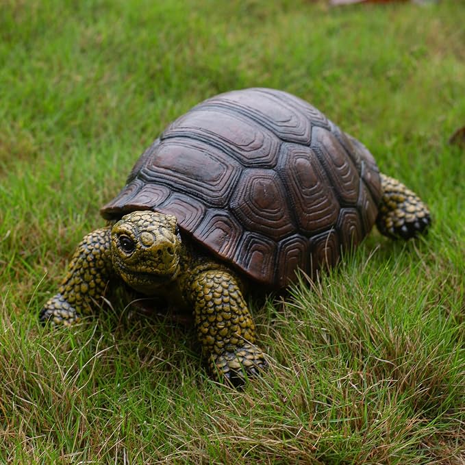 Garden Turtle Statue, Large Resin Tortoise Sculpture, 13L x 8.6W x 5.5H inches, Outdoor Yard Lawn Ornament,Home Decor