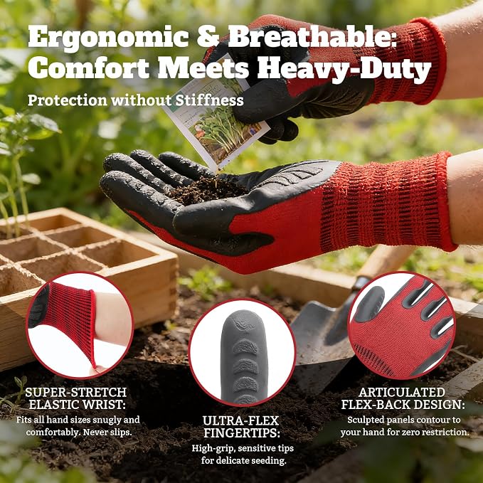 Aegend Gardening Gloves-Enhanced Non-Slip Grip Pattern,Thickened Recyclable TPE Coating-Breathable,Thorn-Resistant Work Glove